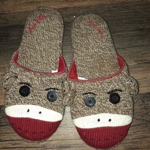 Sock monkey house slippers size 6 1/2-8